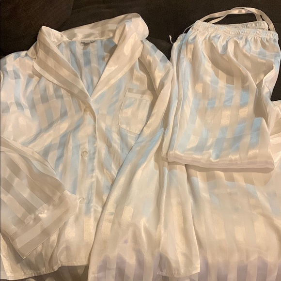 Jacob Other - Jacob White Satin Striped Pajama Set